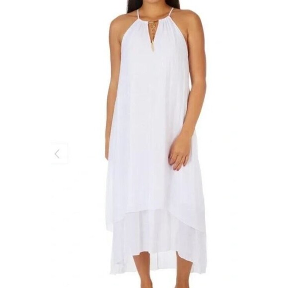NWT Mlle Gabrielle Maxi Dress Womens Summer White Lined Layered Boho Sz 3X - Picture 1 of 9